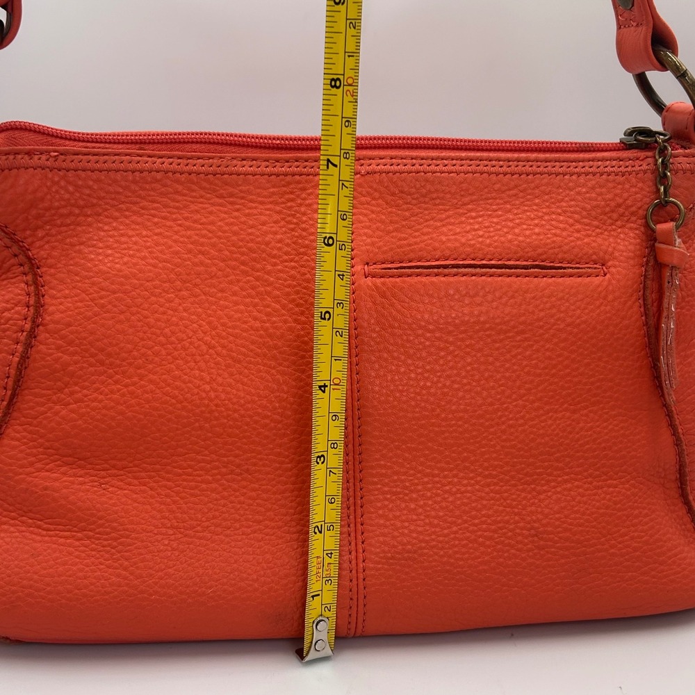 The Sak Iris Orange Pebbled Leather Shoulder Bag Hobo Zip Top 12162 - Picture 4 of 14
